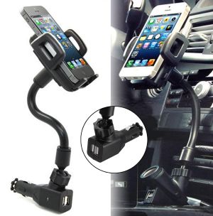10Car - אביזרים, ציוד וכל מה שצריך לרכב מטענים 2 USB Ports Car Charger Stand Mount Holder For iPhone 5 5S 5C