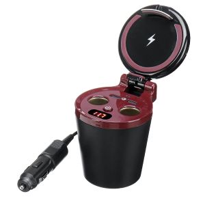 10Car - אביזרים, ציוד וכל מה שצריך לרכב מטענים 12-24V 80W Dual USB Universal QI Wireless Charging Cup Car Charger