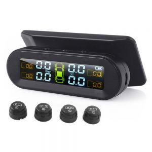 10Car - אביזרים, ציוד וכל מה שצריך לרכב מטענים TPMS T10 Car Tire Pressure Monitor ASK External Sensor Wireless Solar USB Charging LCD Real-time Display Waterproof