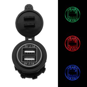 10Car - אביזרים, ציוד וכל מה שצריך לרכב מטענים 12/24V Dual USB Charger Socket Adapter 5V 4.2A Power Outlet For Motorcycle Car Truck ATV Boat