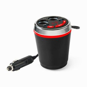 10Car - אביזרים, ציוד וכל מה שצריך לרכב מטענים bluetooth Wireless FM Car Cigarette Lighter Dual USB Charger Socket Cup Holder Adapter Handfree call