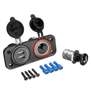10Car - אביזרים, ציוד וכל מה שצריך לרכב מטענים 12V 24V Car Socket Splitter Dual USB Car Charger Power Adaptor