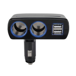 10Car - אביזרים, ציוד וכל מה שצריך לרכב מטענים 2 Way Car Cigarette Lighter Socket with Dual USB Interface Charger Foldable