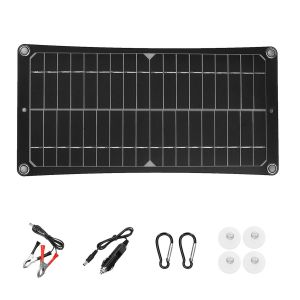 10Car - אביזרים, ציוד וכל מה שצריך לרכב מטענים 10W 37x18cm Monocrystalline Silicon Semi-flexible Solar Panel with USB 12V/5V DC For Car Boat Charger 