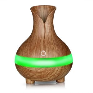10Car - אביזרים, ציוד וכל מה שצריך לרכב מטענים 300ml Vase Wood Grain Home Car Humidifier With USB Charger