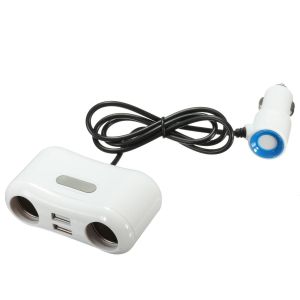 10Car - אביזרים, ציוד וכל מה שצריך לרכב מטענים 12V 24V Dual USB Car LED Charger Cigarette Lighter Power Socket Adapter