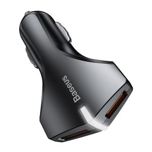 10Car - אביזרים, ציוד וכל מה שצריך לרכב מטענים Baseus QC3.0 3A Dual USB Fast Car Charger With LED Indicator For iPhone X 8Plus Oneplus 5 Tablet