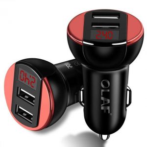 10Car - אביזרים, ציוד וכל מה שצריך לרכב מטענים OLAF Dual USB Car Charger With LED Display Universal Fast Charge for iPhone for Samsung Xiaomi Huawei 