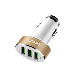 10Car - אביזרים, ציוד וכל מה שצריך לרכב מטענים LDNIO C501 3 USB Port Universal Charging Car Charger For Mobile Phone 5V/5.1A Adapter With Cable