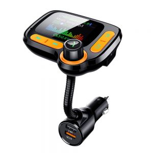 10Car - אביזרים, ציוד וכל מה שצריך לרכב מטענים Bakeey QC3.0 3.5mm AUX Play LED Light Color Screen MP3 FM Transmitter USB Car Charger For iPhone XS 11 Pro Xiaomi Mi9 9Pro Oneplus