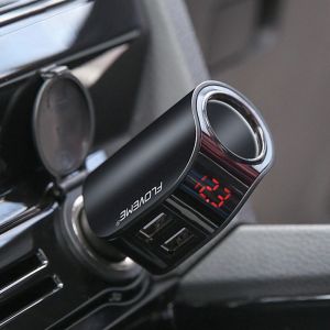 10Car - אביזרים, ציוד וכל מה שצריך לרכב מטענים FLOVEME 3.1A Dual USB Fast Charging Digital Display Car Charger Adapter For iPhone X XR XS Max Xiaomi MI9 MI8