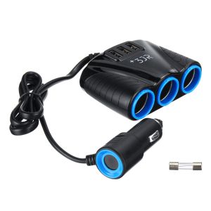 10Car - אביזרים, ציוד וכל מה שצריך לרכב מטענים 3 in 1 Triple Socket Vehicle Charger Car Lighter Adapter Power Plug USB Port