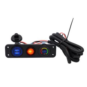 10Car - אביזרים, ציוד וכל מה שצריך לרכב מטענים 5V 4.2A 22W LED Colorful Volt Meterr Dual Usb Charger Waterproof Switch Panel Marine Car Boat Motorcyc