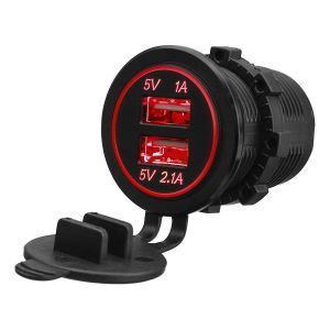 10Car - אביזרים, ציוד וכל מה שצריך לרכב מטענים 12 24V 3.1A  Dual USB Socket Car Charger Power Adapter For Car Motorcycle ATV Boat