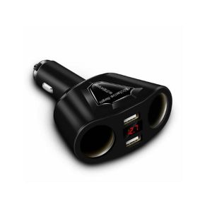 10Car - אביזרים, ציוד וכל מה שצריך לרכב מטענים  3.1A Dual USB Car Charger Cigarette Lighter Sockets 120W Power Support Display Current Volmeter 