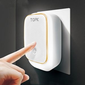 10Car - אביזרים, ציוד וכל מה שצריך לרכב מטענים TOPK 3.4A 3 Ports Auto-ID USB Travel Wall Charger Adapter With Touch LED Lamp US UK AU EU Plug