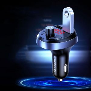 10Car - אביזרים, ציוד וכל מה שצריך לרכב מטענים USAMS 3.1A Dual USB Digital Display bluetooth FM Transmitter MP3 Player Fast Charging Car Charger For iPhone XS 11 Pro Huawei P30 