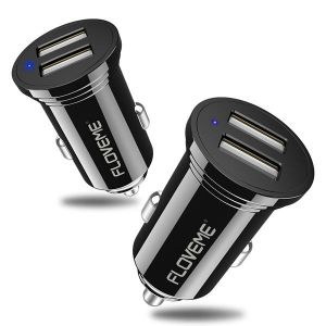 10Car - אביזרים, ציוד וכל מה שצריך לרכב מטענים FLOVEME 2.4A Mini Dual USB Car Charger With LED Indicator For Smart Phone Tablet Camera