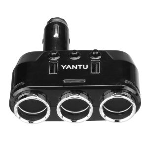 10Car - אביזרים, ציוד וכל מה שצריך לרכב מטענים Dual USB Port 3 Way Auto Charger Car C igarette L ighter Socket Splitter Adapter
