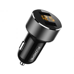 10Car - אביזרים, ציוד וכל מה שצריך לרכב מטענים Floveme 3.6A LED Display Voltage Detect Dual USB Quick Chargeing Mini Car Charger for Samsung S10+ HUAWEI Mate20 Xiaomi Redmi Note