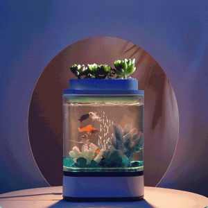 10Car - אביזרים, ציוד וכל מה שצריך לרכב מטענים Geometry Mini Fish Tank USB Charging Self-Cleaning Aquarium with 7 Colors LED Light For Home Decorations From Xiaomi Youpin
