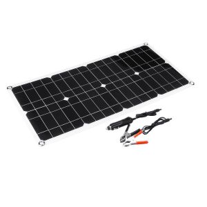 10Car - אביזרים, ציוד וכל מה שצריך לרכב מטענים 100W 18V Dual USB Solar Panel Battery Solar Cell Module Car Outdoor Charger Solar Power Panel 1Pcs