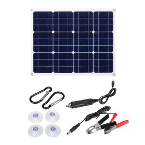 10Car - אביזרים, ציוד וכל מה שצריך לרכב מטענים 80W 18V Mono Solar Panel Dual 12V/5V DC USB Monocrystaline Solar Charger For Car RV Boat Battery Charger Waterproof