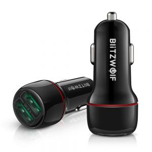 10Car - אביזרים, ציוד וכל מה שצריך לרכב מטענים BlitzWolf BW-SD5 18W Dual-Port USB 3.0 Mini Car Charger for iPhone 11 Pro XS Xiaomi Mi8 Pocophone F1 