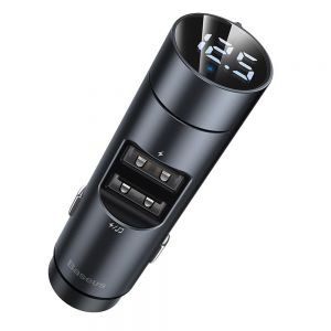 10Car - אביזרים, ציוד וכל מה שצריך לרכב מטענים Baseus 3.1A Dual USB Digital Display Wireless FM Transmitter Modulator bluetooth Car Charger For iPhone 8Plus XS 11 Pro Huawei P30