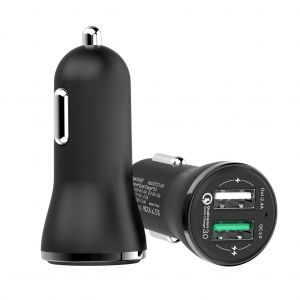 10Car - אביזרים, ציוד וכל מה שצריך לרכב מטענים CC-37 Dual USB Black Car Charger 2.4A Fast ChargeFor Xiaomi Samsung Huawei iPhone iPad