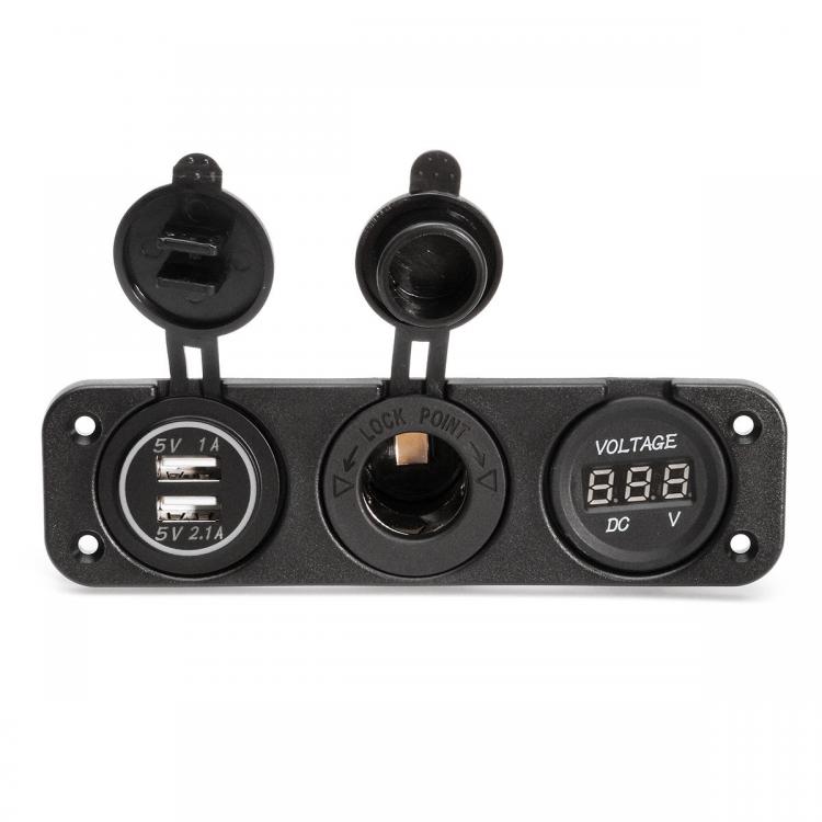 10Car - אביזרים, ציוד וכל מה שצריך לרכב מטענים DC 12V Dual Usb Charger Car Cigarette Lighter Socket Lighter Adapter Outlet Volt Meterr 
