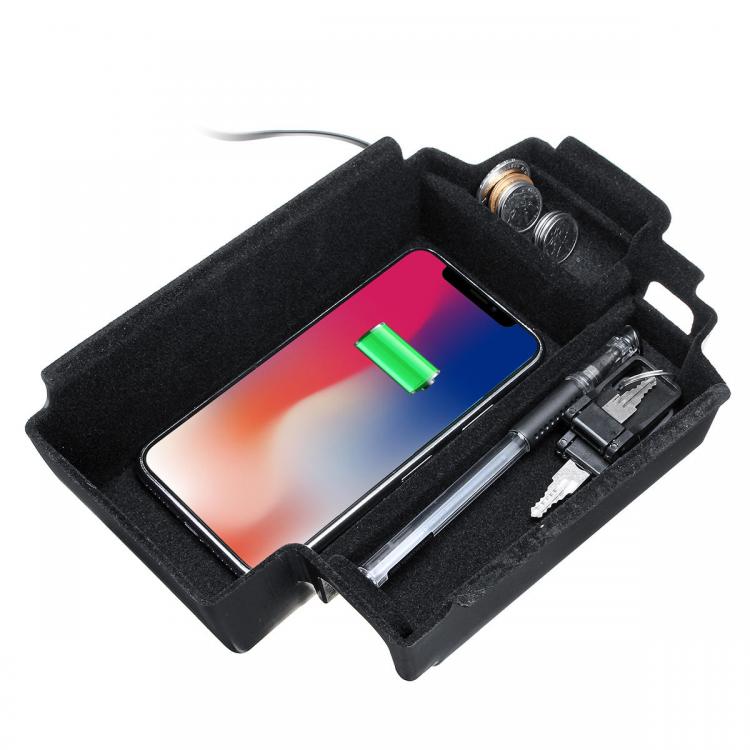 10Car - אביזרים, ציוד וכל מה שצריך לרכב מטענים Phone Wireless Car Charger Central Armrest Storage Box For G30 G31 5-Series 17-18