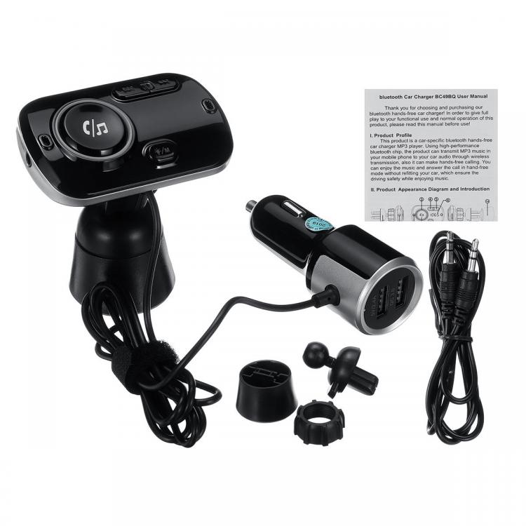 10Car - אביזרים, ציוד וכל מה שצריך לרכב מטענים QC 3.0 USB Charger bluetooth 5.0 FM Transmitter Handsfree Car Kit MP3 Player