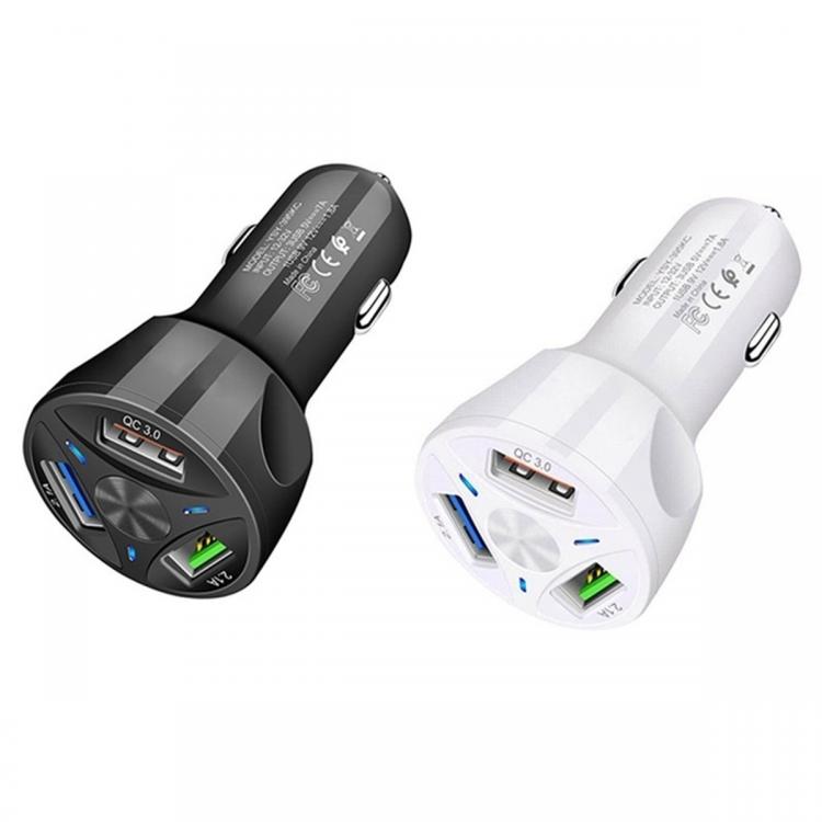 10Car - אביזרים, ציוד וכל מה שצריך לרכב מטענים Quick Charge QC3.0 Fast Car Charger 3 USB Interface Multifunctional Protection