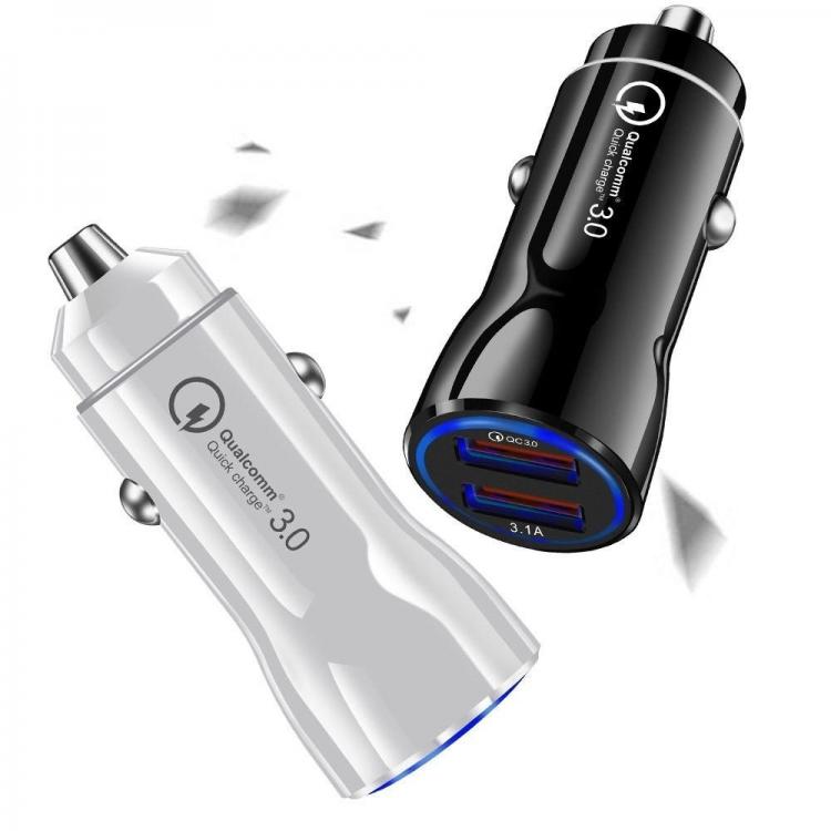 10Car - אביזרים, ציוד וכל מה שצריך לרכב מטענים QC3.0 Dual USB Ports Fast Light Charging Car Charger