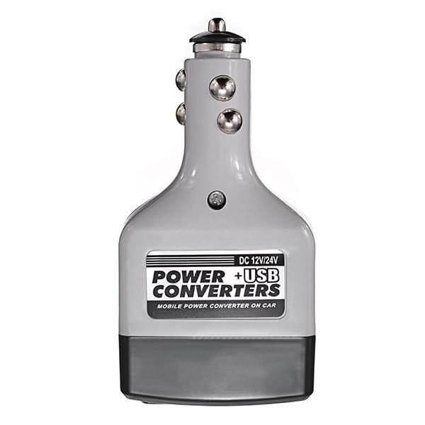 10Car - אביזרים, ציוד וכל מה שצריך לרכב מטענים DC 12V 24V to AC 220V Power Inverter Converter USB Outlet Car Charger
