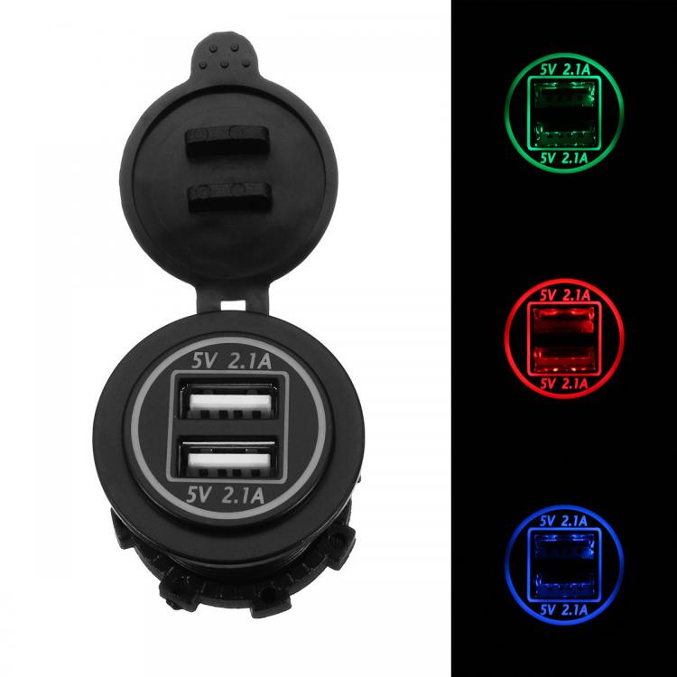 10Car - אביזרים, ציוד וכל מה שצריך לרכב מטענים 12/24V Dual USB Charger Socket Adapter 5V 4.2A Power Outlet For Motorcycle Car Truck ATV Boat
