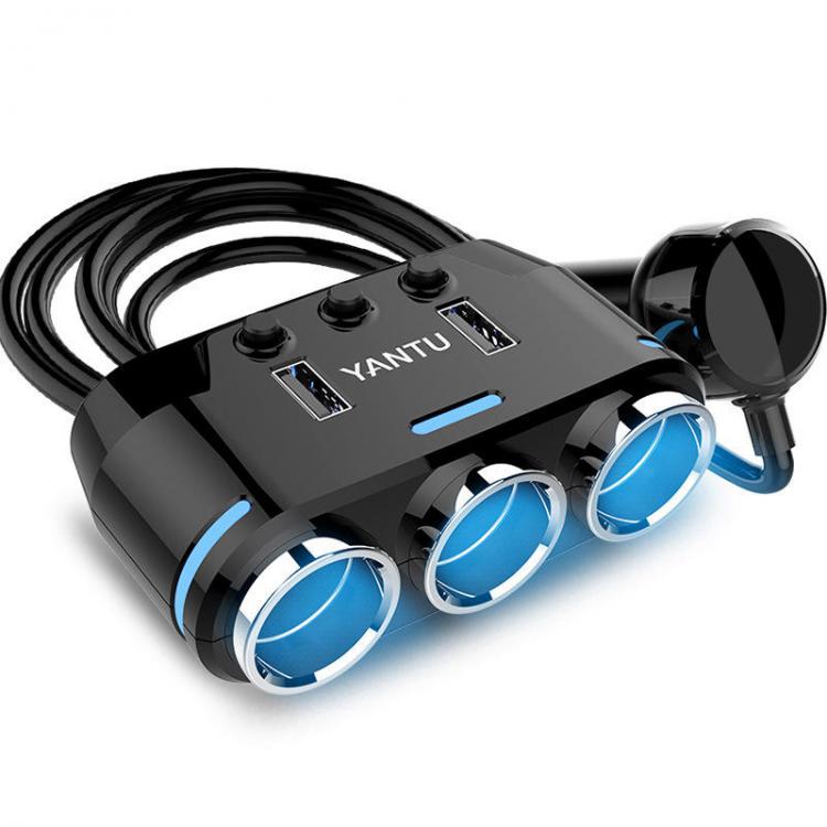 10Car - אביזרים, ציוד וכל מה שצריך לרכב מטענים Dual USB Port 3 Way Auto Charger Car Ci garette Lighter Full Function Socket Splitter Adapter