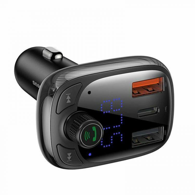 10Car - אביזרים, ציוד וכל מה שצריך לרכב מטענים Baseus Car Charger bluetooth 5.0 FM Transmitter MP3 Player Radio Kit USB Charger