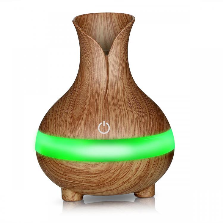 10Car - אביזרים, ציוד וכל מה שצריך לרכב מטענים 300ml Vase Wood Grain Home Car Humidifier With USB Charger