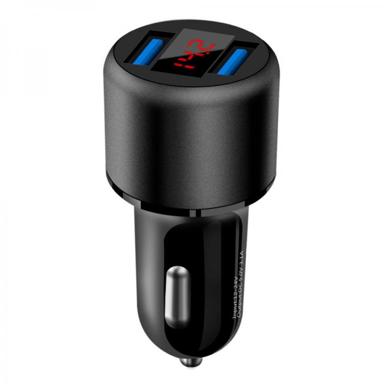 10Car - אביזרים, ציוד וכל מה שצריך לרכב מטענים Dual Port USB 3.1A Digital Display Multifunction Aluminum Alloy Aperture Display Car Charger