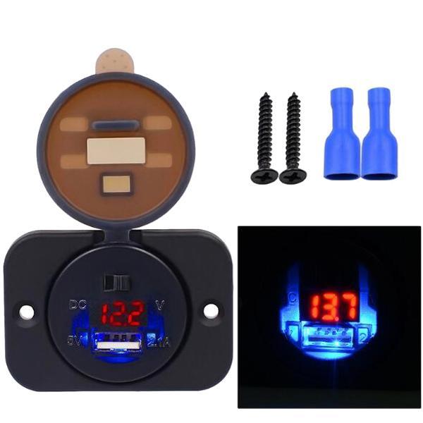 10Car - אביזרים, ציוד וכל מה שצריך לרכב מטענים Car Charger USB Port DC12-24V  LED Digital Display Volt Meterr Waterproof