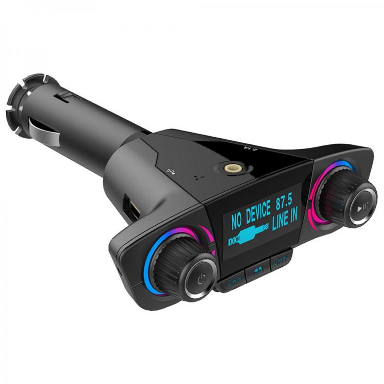10Car - אביזרים, ציוד וכל מה שצריך לרכב מטענים Bakeey BT06 3A Fast Charging Dual USB LED Display Bluetooth Wireless Rotating FM Transmitter MP3 Player Car Charger For iPhone X X