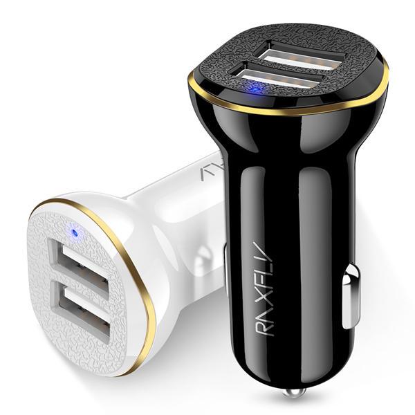 10Car - אביזרים, ציוד וכל מה שצריך לרכב מטענים RAXFLY 2.1A Dual USB Ports Fast Car Charger For iPhone X 8Plus Oneplus 6 5t Xiaomi Mi8 Mix 2s S9+