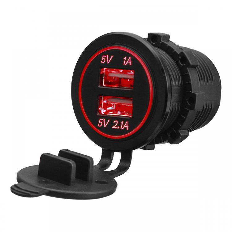 10Car - אביזרים, ציוד וכל מה שצריך לרכב מטענים 12 24V 3.1A  Dual USB Socket Car Charger Power Adapter For Car Motorcycle ATV Boat