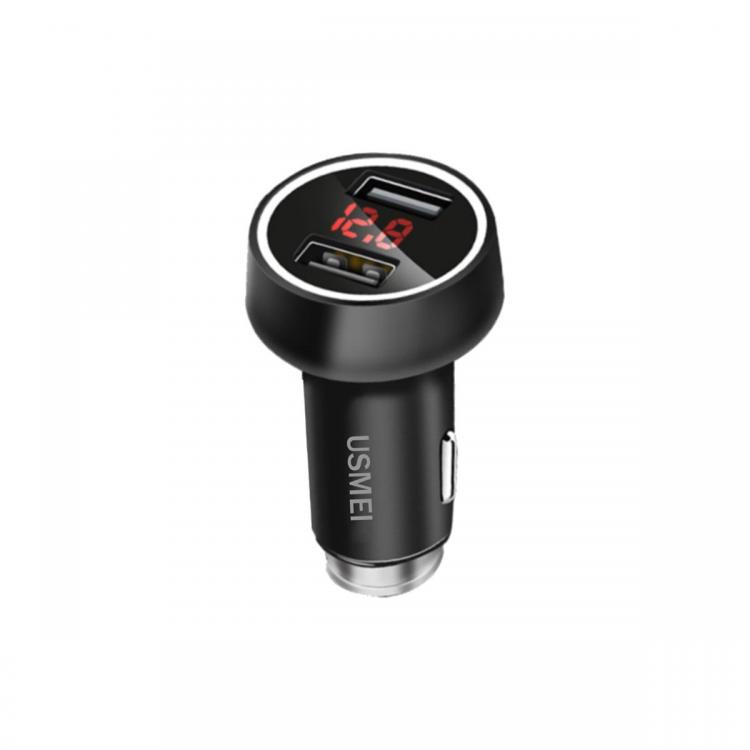 10Car - אביזרים, ציוד וכל מה שצריך לרכב מטענים USMEI C7 Zinc Alloy 3.6A Dual USB Car Charger Breathing Light With Voltage Current LED Display