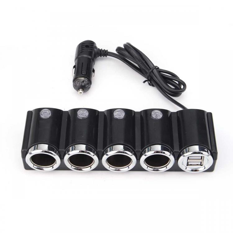 10Car - אביזרים, ציוד וכל מה שצריך לרכב מטענים DC 12V/24V 4 Way USB Car Cigarette Lighter Socket Splitter Charger Power Adapter