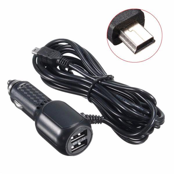 10Car - אביזרים, ציוד וכל מה שצריך לרכב מטענים 3.4A/5V Car Power Charger Mini USB 3.5m Cable for GARMIN GPS Nuvi Nav Tablet PC 