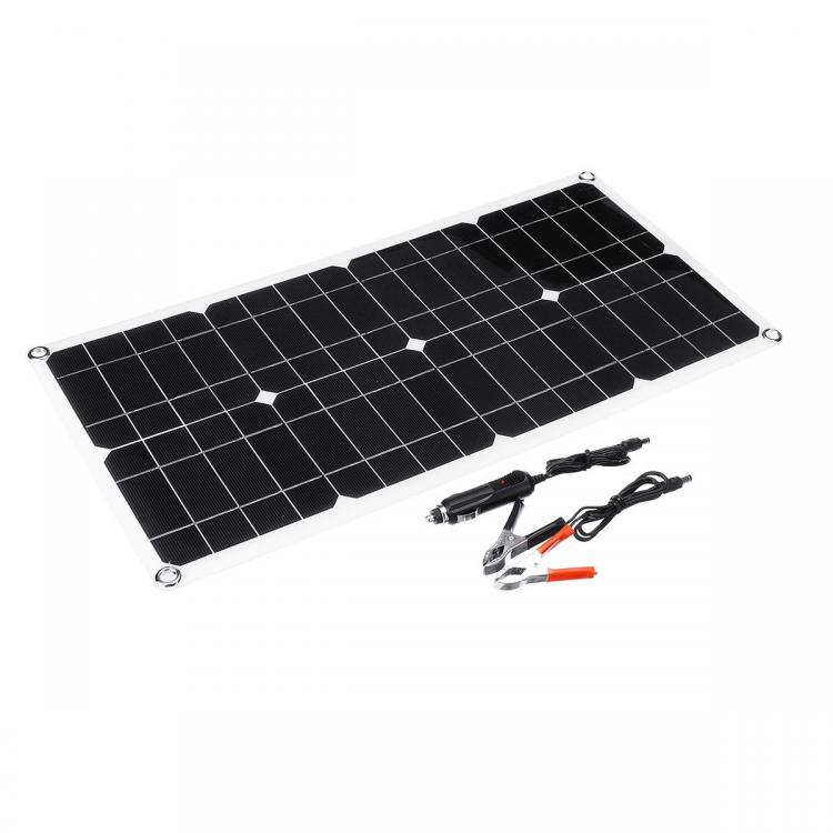 10Car - אביזרים, ציוד וכל מה שצריך לרכב מטענים 100W 18V Dual USB Solar Panel Battery Solar Cell Module Car Outdoor Charger Solar Power Panel 1Pcs