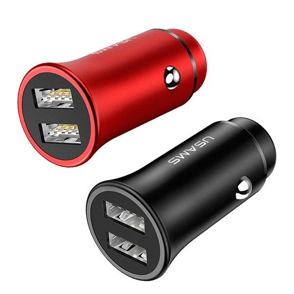 10Car - אביזרים, ציוד וכל מה שצריך לרכב מטענים USAMS 3.1A Dual USB Ports Fast Car Charger With LED Light For Smart Phone Tablet Camera MP4